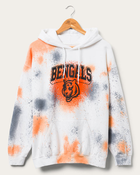 Nfl Cincinnati Bengals Girls' Gray Tie-dye Crop Hooded Sweatshirt