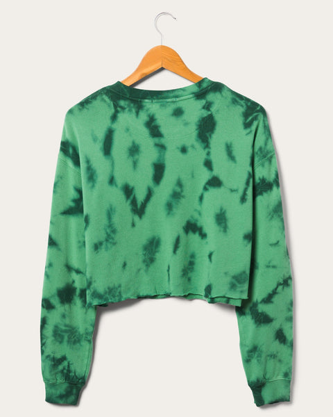 Women's Junk Food Green Green Bay Packers Tie-Dye Cropped Pullover  Sweatshirt