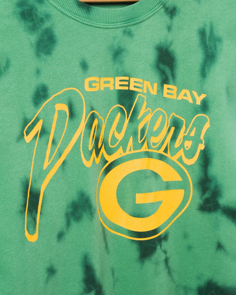 Women's Green Bay Packers Junk Food Green Tie-Dye Cropped Pullover  Sweatshirt