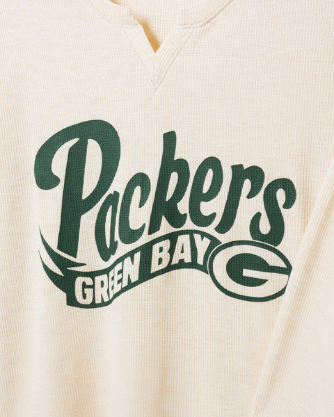 Junk Food Women's Green Bay Packers Thermal Long Sleeve T-Shirt in Oatmeal - Size Medium