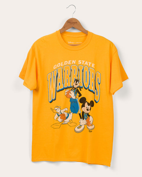 Men's Golden State Warriors Junk Food Gold Disney Mickey Squad T-Shirt