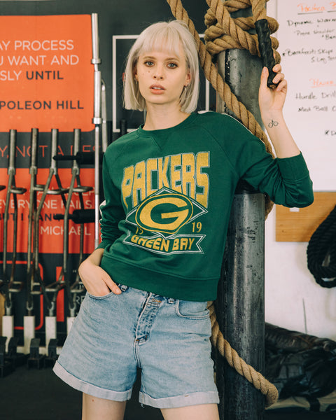 Junk Food Green Bay Packers Contrast Crew Neck Sweatshirt