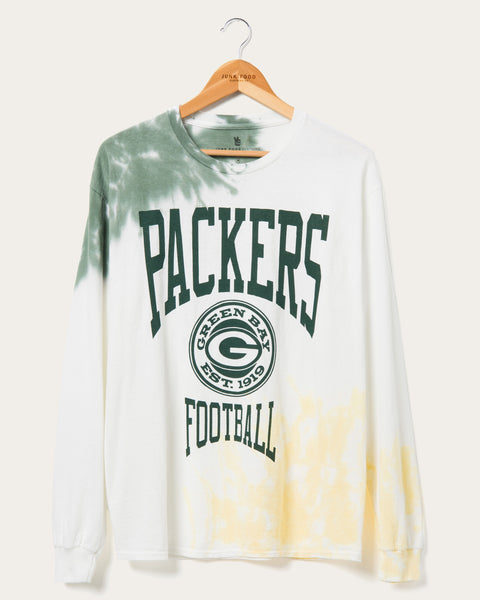 47brand Green Bay Packers Vintage Tubular Packers Crop T-Shirt for Women | Elm Green Quartz Tie Dye | Size XL