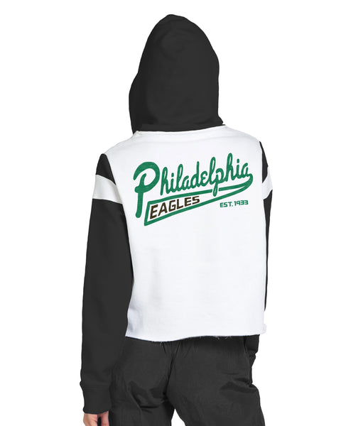 WEAR by Erin Andrews Women's WEAR by Erin Andrews Black Philadelphia Eagles  Plus Modest Cropped Pullover Hoodie