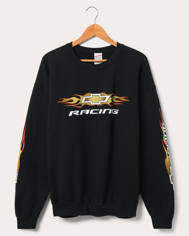 Chevy Racing Flames Flea Market Crew Fleece