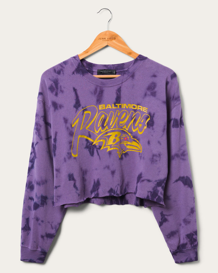 Women's Baltimore Ravens Long Sleeve Loose Knit Crop