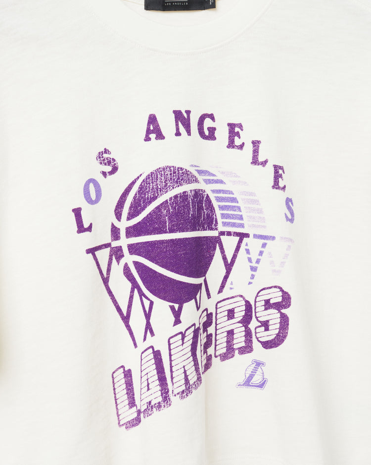 Women's Lakers Short Sleeve Mock Neck Crop Tee