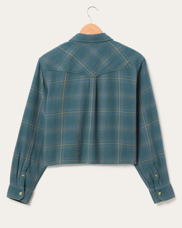 Women's Twill Plaid Crop Shirt