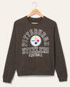 Women's Pittsburgh Steelers Flocked Raglan Crew Fleece