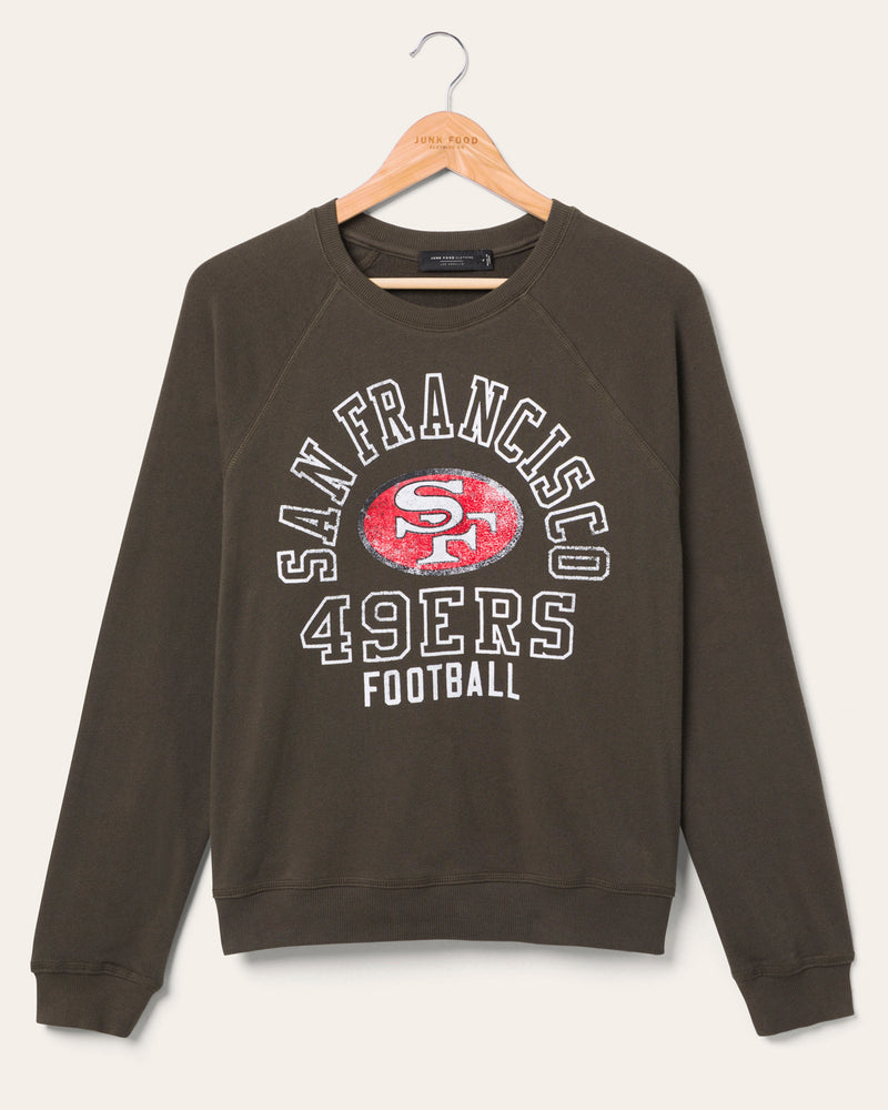 Women's San Francisco 49ers Flocked Raglan Crew Fleece