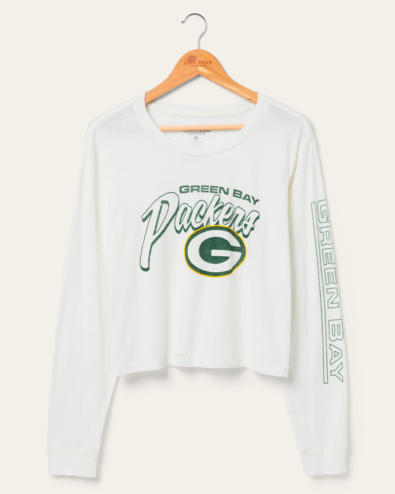 Women's Green Bay Packers Touchdown Long Sleeve Crop Tee