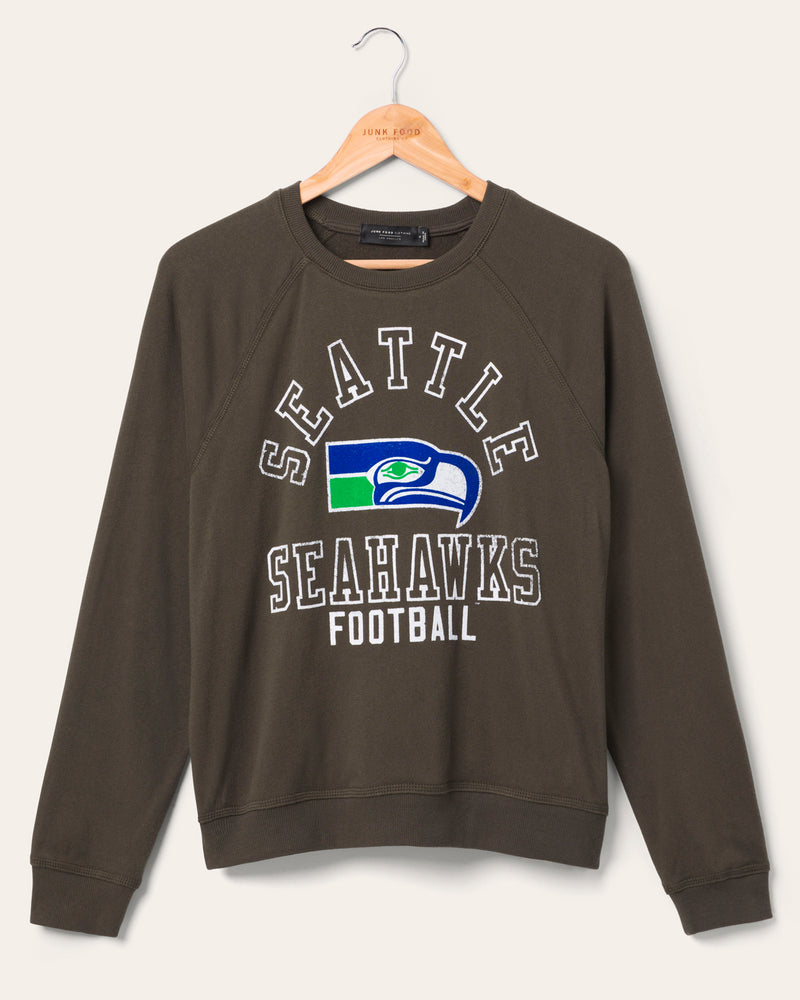 Women's Seahawks Flocked Raglan Crew Fleece