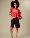 Women's Kansas City Chiefs Dual Threat Mock Neck Crop Tee