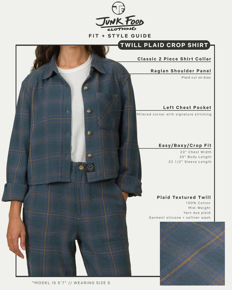 Women's Twill Plaid Crop Shirt