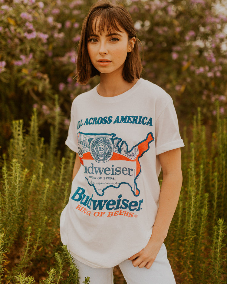 Budweiser Flag Logo Vintage Tee